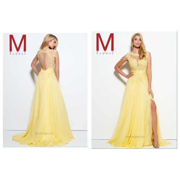 lemon yellow prom dress